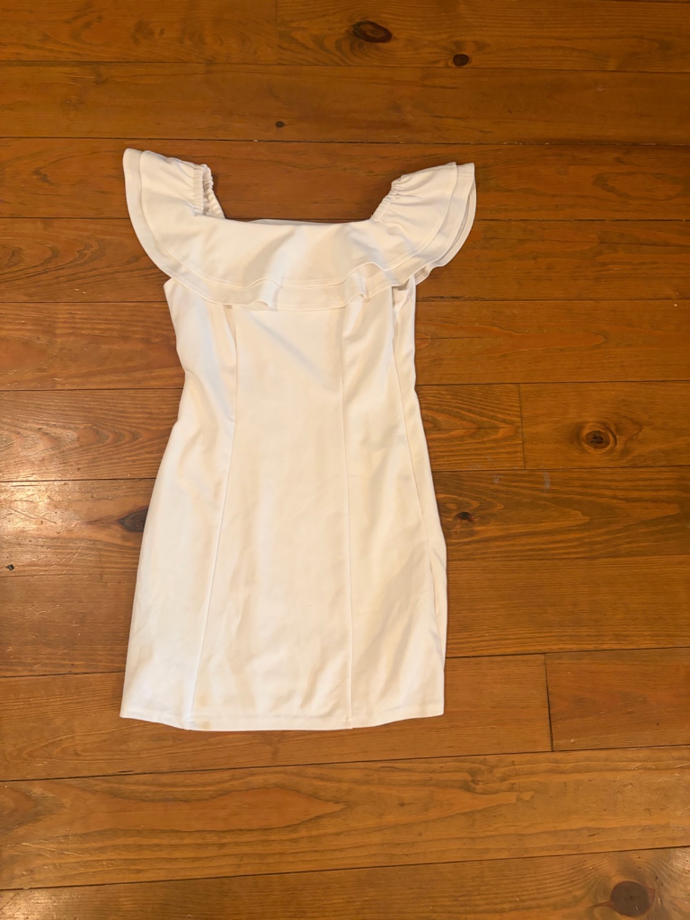 She + Sky White Dress with Teal Label Detail
